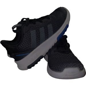 adidas Racer TR 2.01 Kids Size 9K, Black/white/blue Athletic Sneakers #FY0110